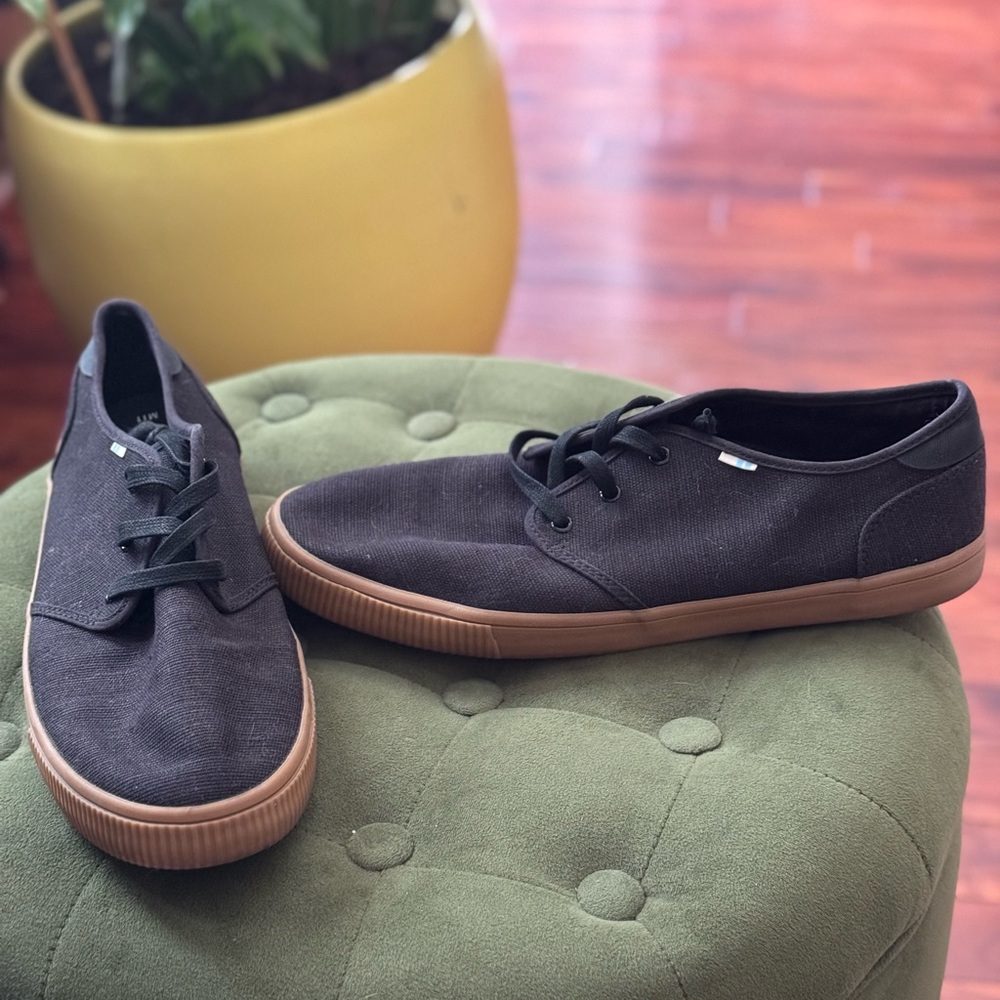 Toms Black Carlo Canvas Sneakers Sz 11
